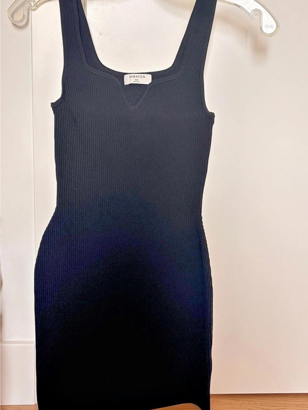 Babaton Sculpt Knit Squareneck Mini Dress Black 2XS